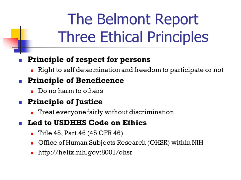 Institutional Review Boards and the Belmont Principles
